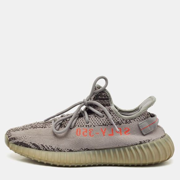 Yeezy X Adidas Grey Knit Fabric Boost 350 V2 Beluga 2.0 Sneakers Size 44